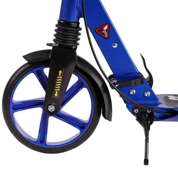 Самокат двухколесный алюминиевый Best Scooter Factor синий с ручным дисковым тормозом подстаканником и двумя амортизаторами колеса PU 200 мм BS-72725 фото