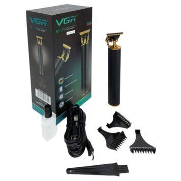 Триммер для стрижки волосся акумуляторний VGR V-179 чорний машинка для стрижки бороди та окантовки USB зарядка  V-179  фото