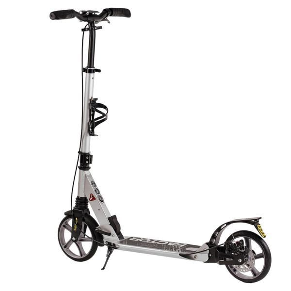 Самокат двоколісний алюмінієвий Best Scooter Factor сірий з ручним дисковим гальмом підсклянником та двома амортизаторами колеса  PU 200 мм BS-81766 фото
