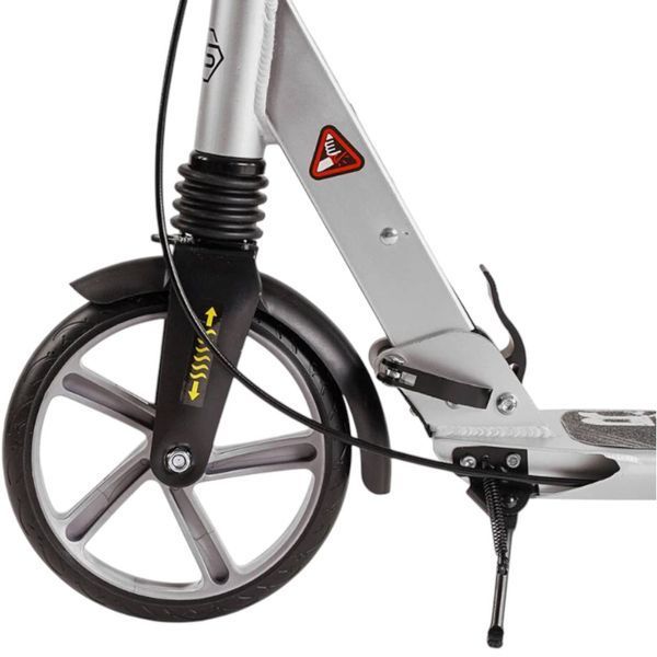 Самокат двоколісний алюмінієвий Best Scooter Factor сірий з ручним дисковим гальмом підсклянником та двома амортизаторами колеса  PU 200 мм BS-81766 фото