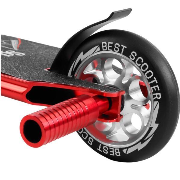 Трюковий самокат алюмінієвий Best Scooter червиний анодоване фарбування HIC-система пеги колеса PU 110мм ширина керма 60 см 28536 фото