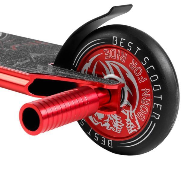 Трюковий самокат Best Scooter алюмінієвий червоний анодоване фарбування HIC-система колеса  PU 110мм ширина керма - 60 см  46409 фото