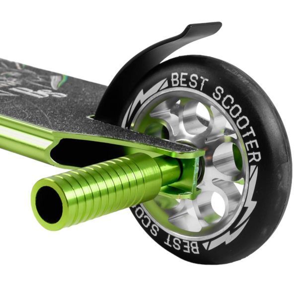 Трюковой самокат Best Scooter алюминиевый салатовый анодированный окрас HIC-система колеса PU 110мм ширина руля - 60 см 53442 фото