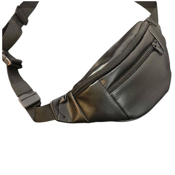 Бананка мужская из экокожи сумка бананка черная 32x16x6 52361 фото
