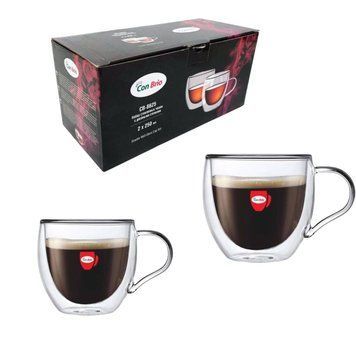 Чашки с двойным дном Con Brio 250 мл 2 шт. прозрачные чашки с двойными стенками. 92779 фото