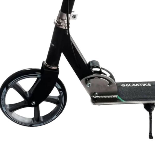 Самокат Galaktika Scooter алюминиевый черный с фонариком и ручным тормозом колеса PU 230мм и заднее 200мм GS-0056/3 фото