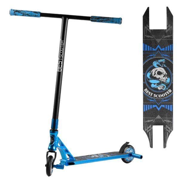 Трюковий самокат Best Scooter алюмінієвий синій анодоване фарбування HIC-система колеса  PU 110мм ширина керма - 60 см  98901 фото
