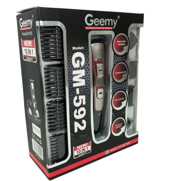 Машинка для стрижки волосся акумуляторна 10в1 GEMEI GM-592 червона GM-592 фото