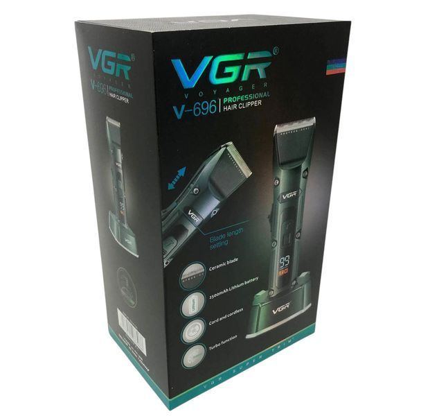 Машинка для стрижки волос VGR V-696 с LED дисплеем и турбо режимом аккумуляторная триммер для бороды 29745 фото